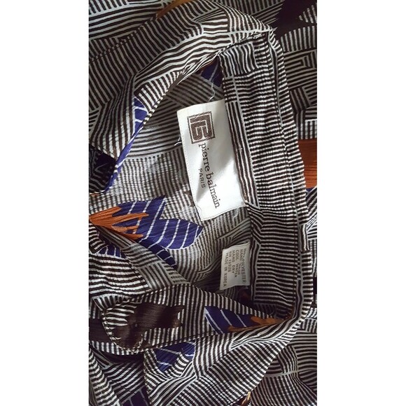 Vintage Pierre Balmain Paris Dress 70s 80s Peter Pan Collar Psychedelic XS S M - Picture 9 of 9